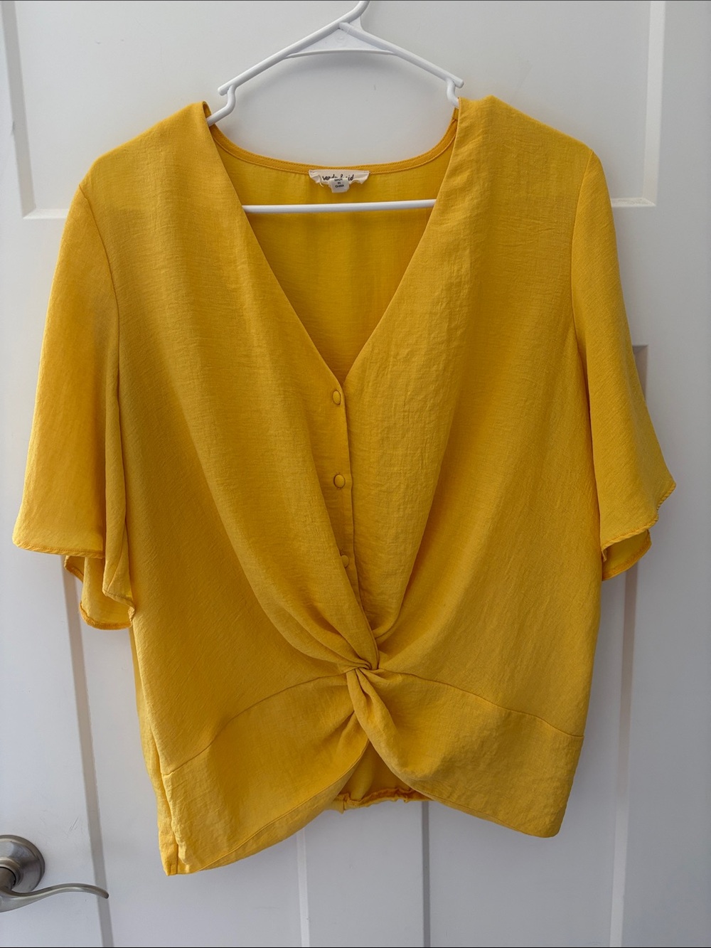 Yellow Twist-Front Women's Top